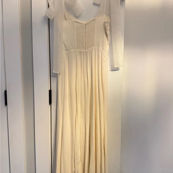 Reformation White/Cream Kairo Dress with Sheer Sleeves - Picture 9 of 9